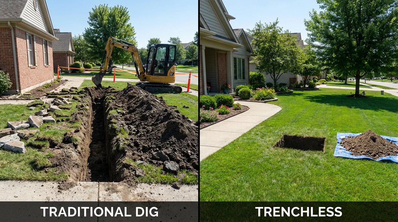 Trenchless sewer repair with minimal yard damage versus traditional excavation in Georgetown, CO